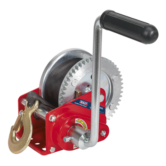 Geared Hand Winch with Brake & Webbing 540kg Capacity