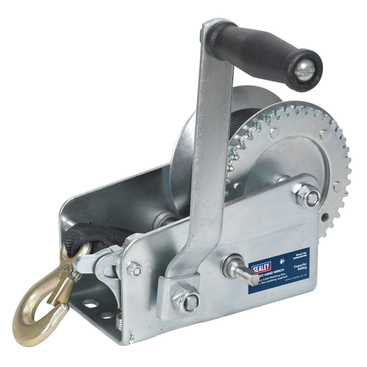 Geared Hand Winch 900kg Capacity with Webbing Strap