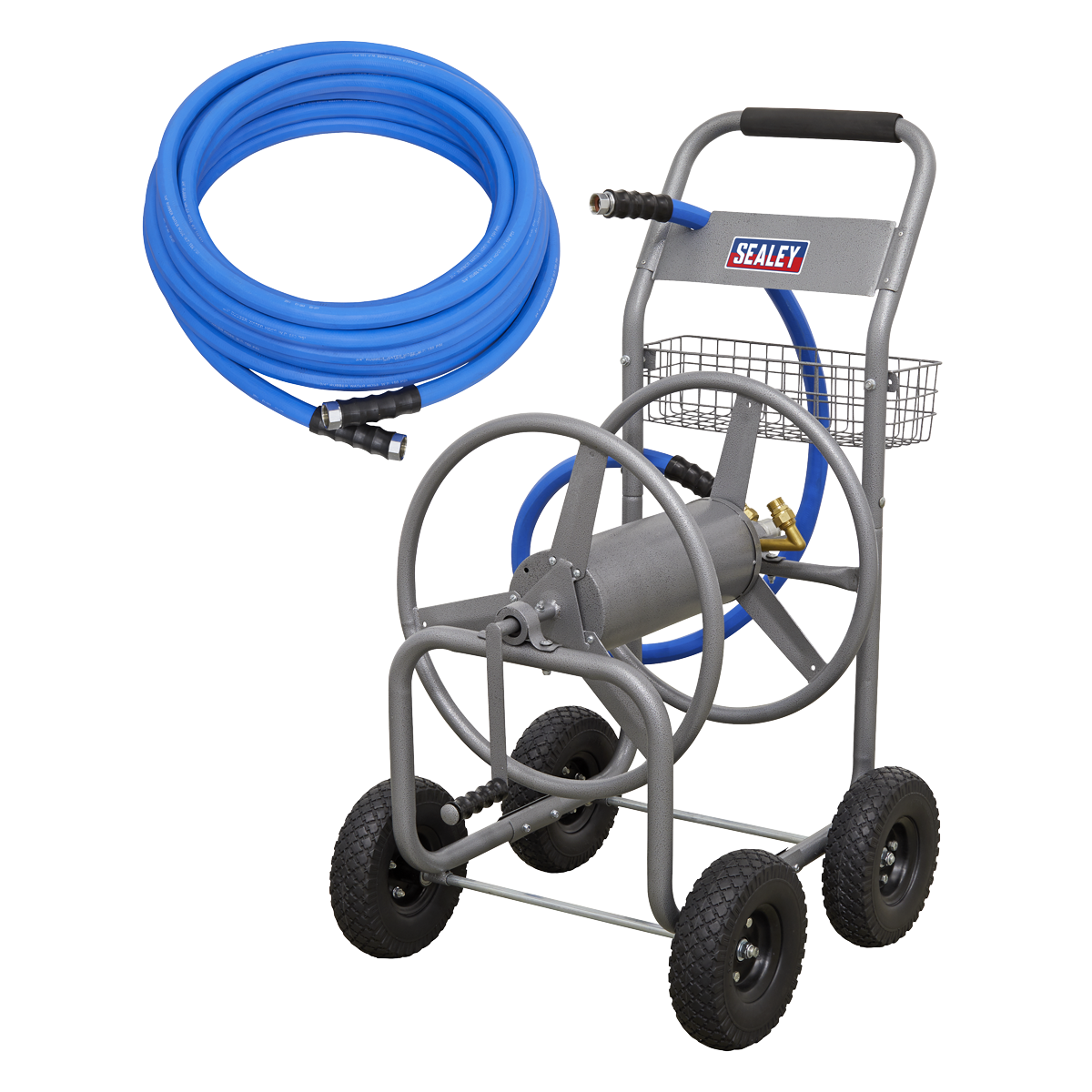 Heavy-Duty Hose Reel Cart with 30m Heavy-Duty Ø19mm Hot & Cold Rubber Water Hose