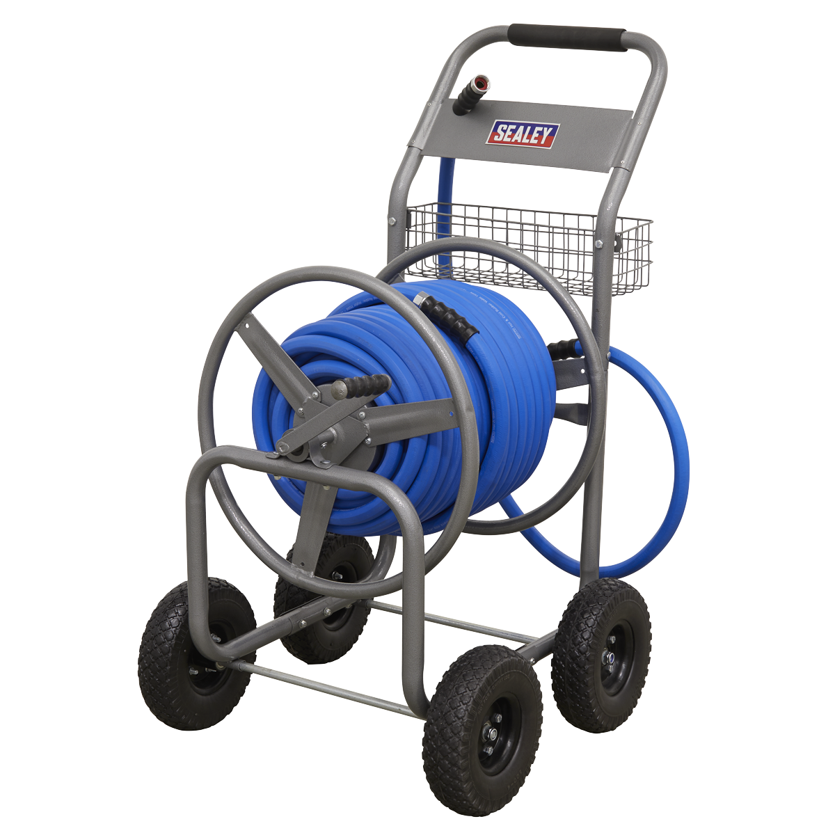 Heavy-Duty Hose Reel Cart with 50m Heavy-Duty Ø19mm Hot & Cold Rubber Water Hose