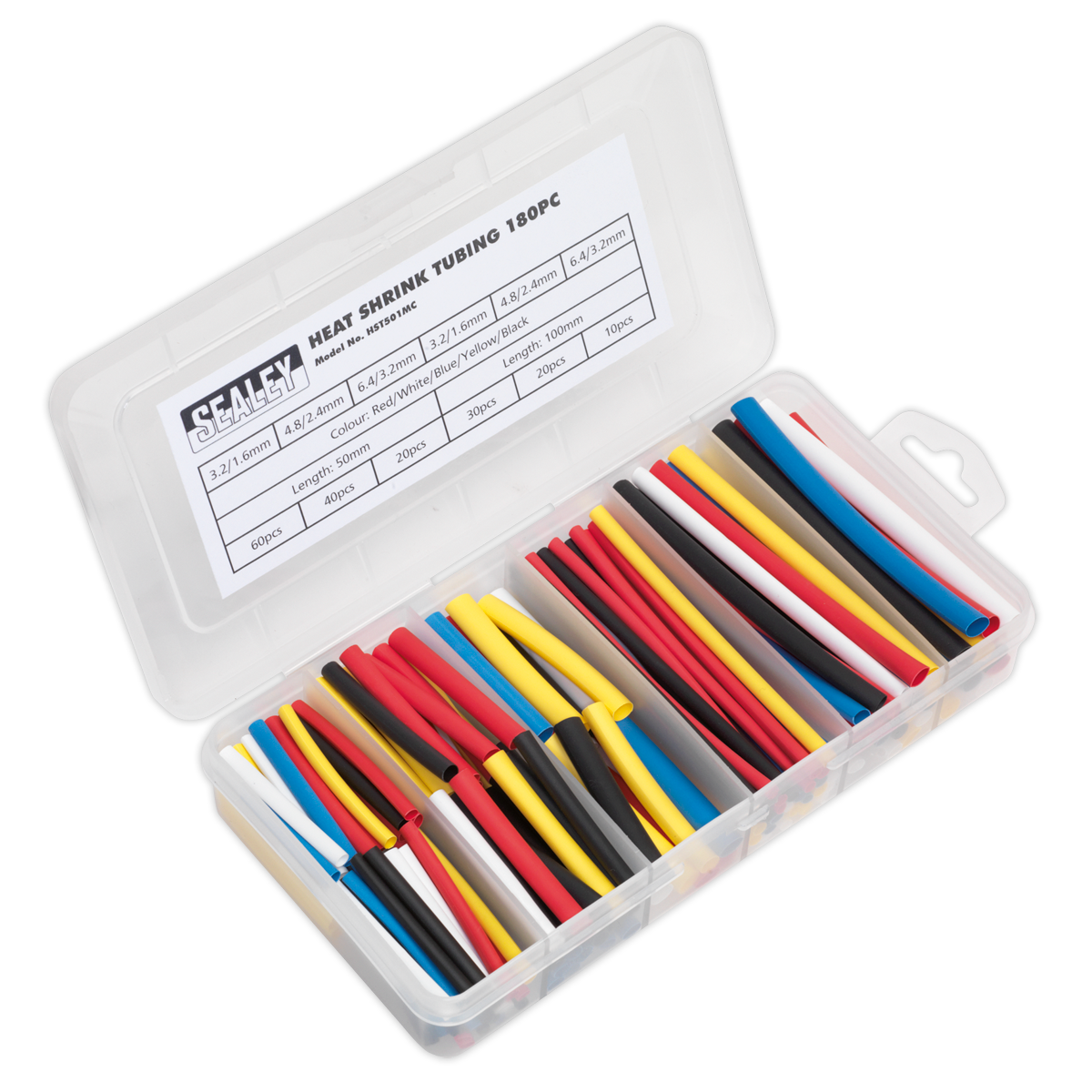 Heat Shrink Tubing Assortment 180pc 50 & 100mm Mixed Colours