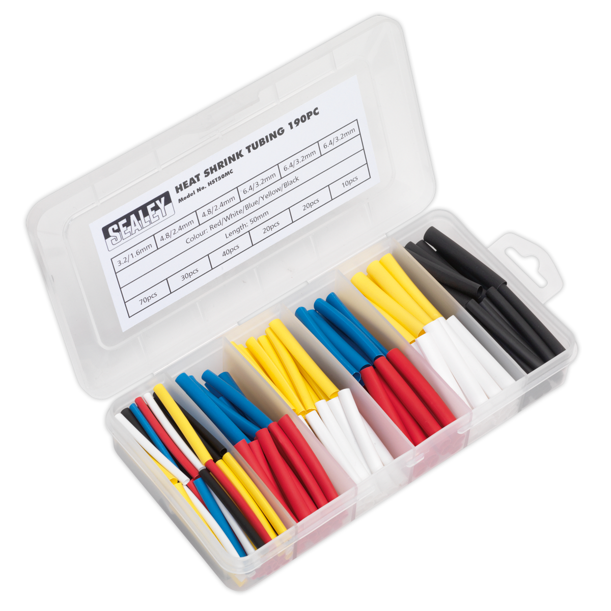 Heat Shrink Tubing Assortment 190pc 50mm Mixed Colours