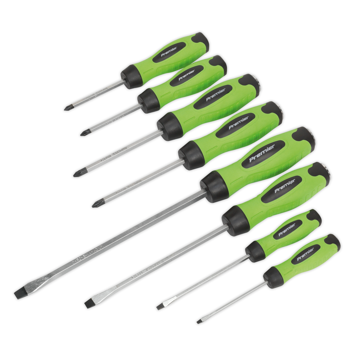 Screwdriver Set 8pc Hammer-Thru Hi-Vis Green