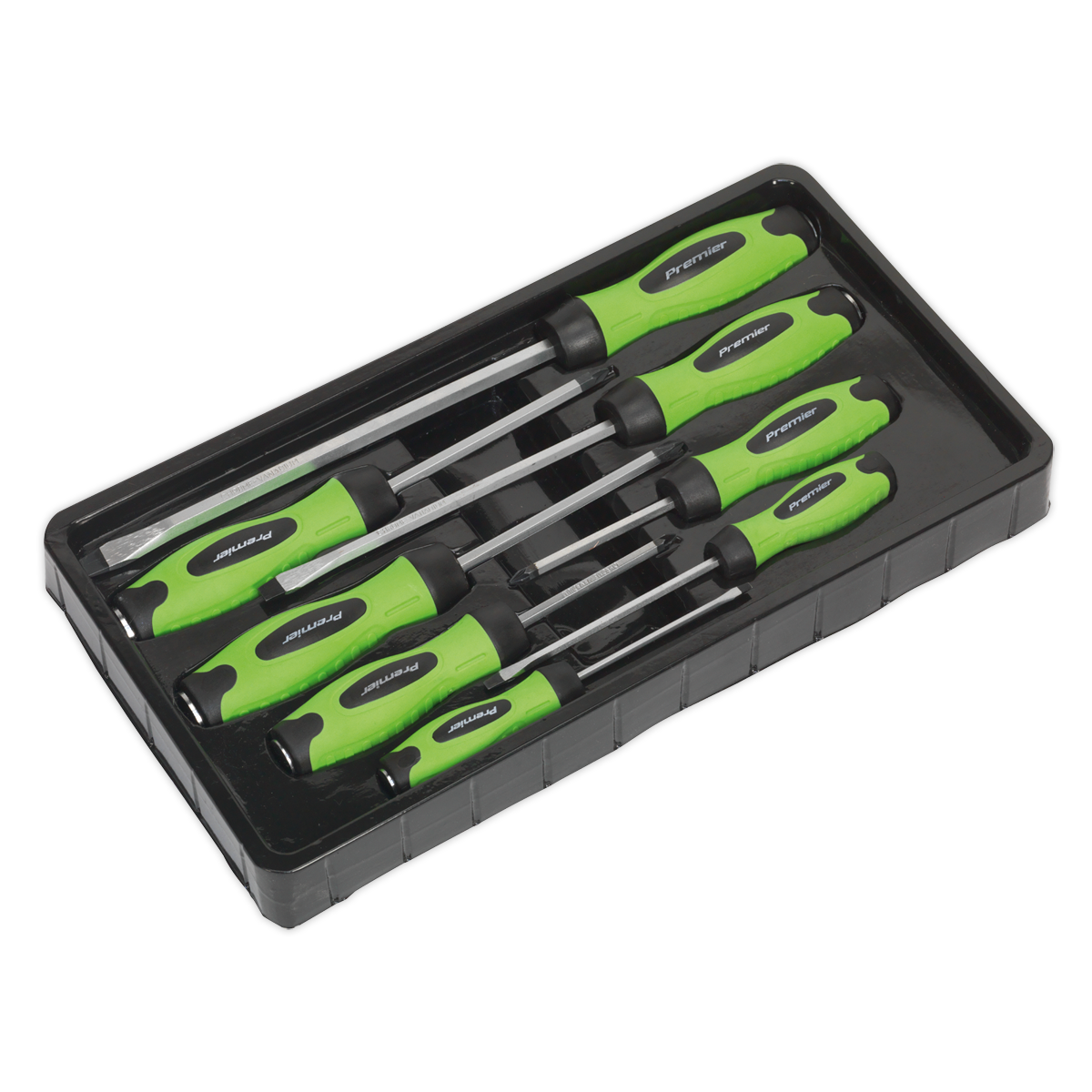 Screwdriver Set 8pc Hammer-Thru Hi-Vis Green