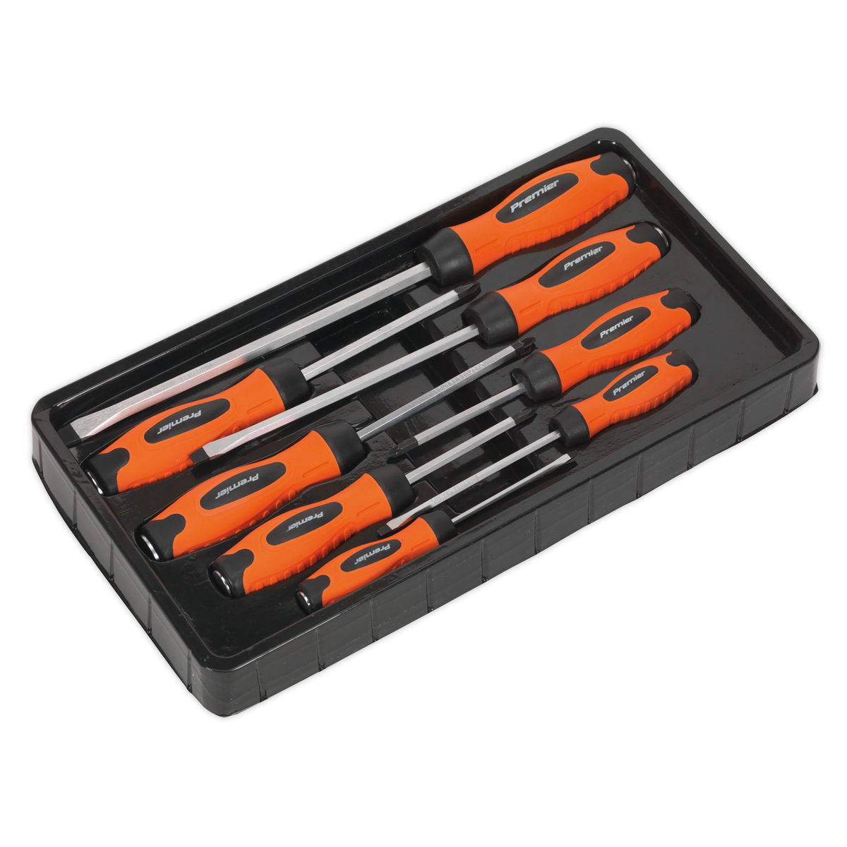 Screwdriver Set 8pc Hammer-Thru Hi-Vis Orange