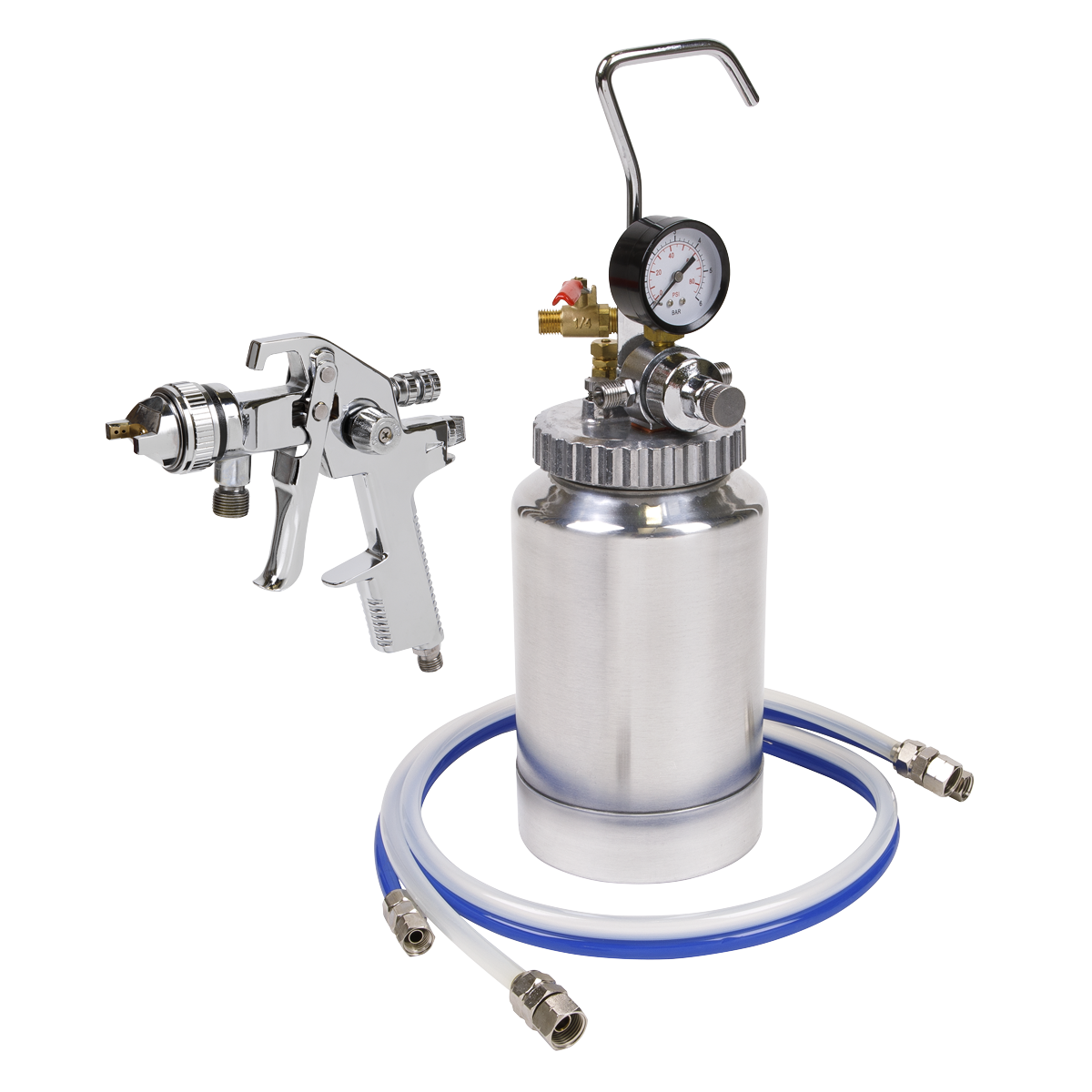 HVLP Pressure Pot System with Spray Gun & Hoses 1.7mm Set-Up