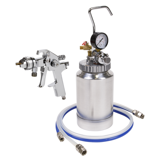 HVLP Pressure Pot System with Spray Gun & Hoses 1.7mm Set-Up