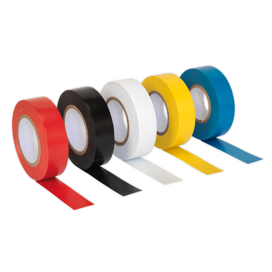 PVC Insulating Tape 19mm x 20m Mixed Colours Pack of 10