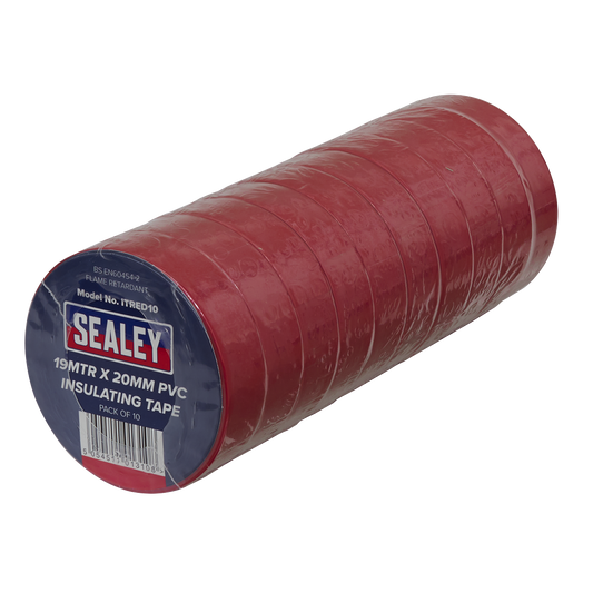 PVC Insulating Tape 19mm x 20m Red Pack of 10