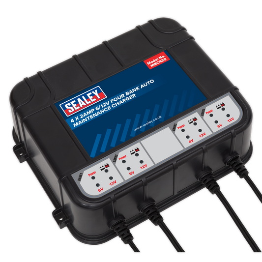 Four Bank 6/12V 8A (4 x 2A) Auto Maintenance Charger