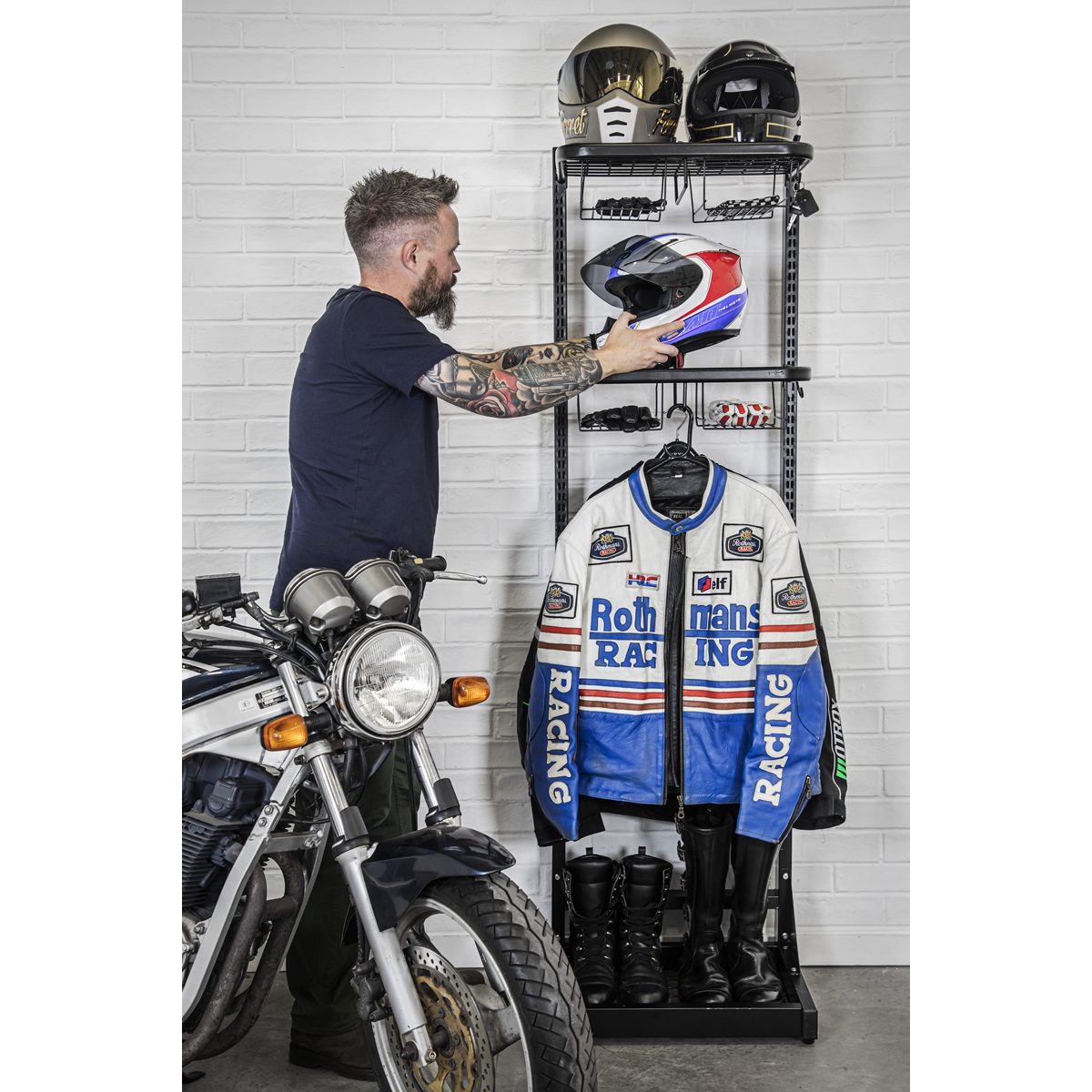Motorcycle Helmet & Gear Tidy Freestanding