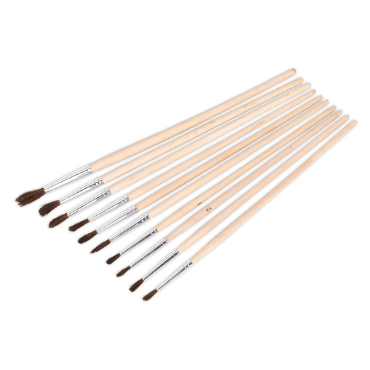 Touch-Up Paint Brush Assortment 10pc Wooden Handle