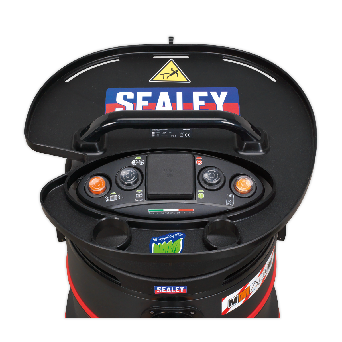 Vacuum Cleaner Industrial Wet/Dry 35L 1200W/230V Plastic Drum M Class Filtration Self-Clean Filter