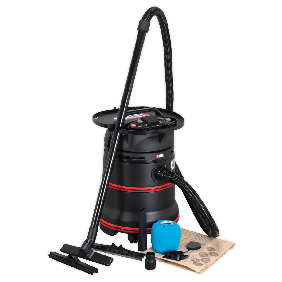 Vacuum Cleaner Industrial Wet/Dry 35L 1200W/230V Plastic Drum M Class Filtration Self-Clean Filter