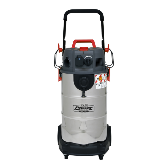 Vacuum Cleaner Industrial Dust-Free Wet/Dry 38L 1500W/230V Stainless Steel Drum M Class Filtration