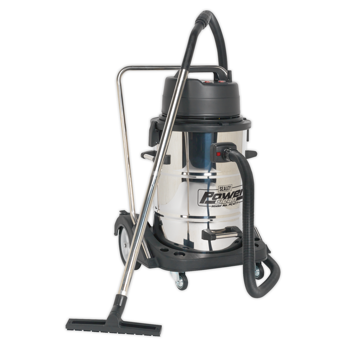 Vacuum Cleaner Industrial Wet & Dry 77L Stainless Steel Drum with Swivel Emptying 2400W