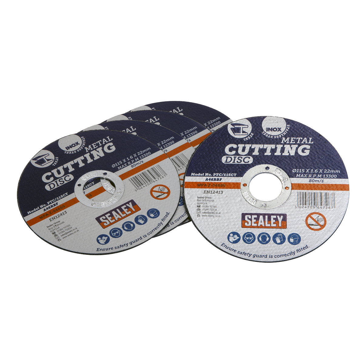 Cutting Disc Ø115 x 1.6mm Ø22mm Bore Pack of 5