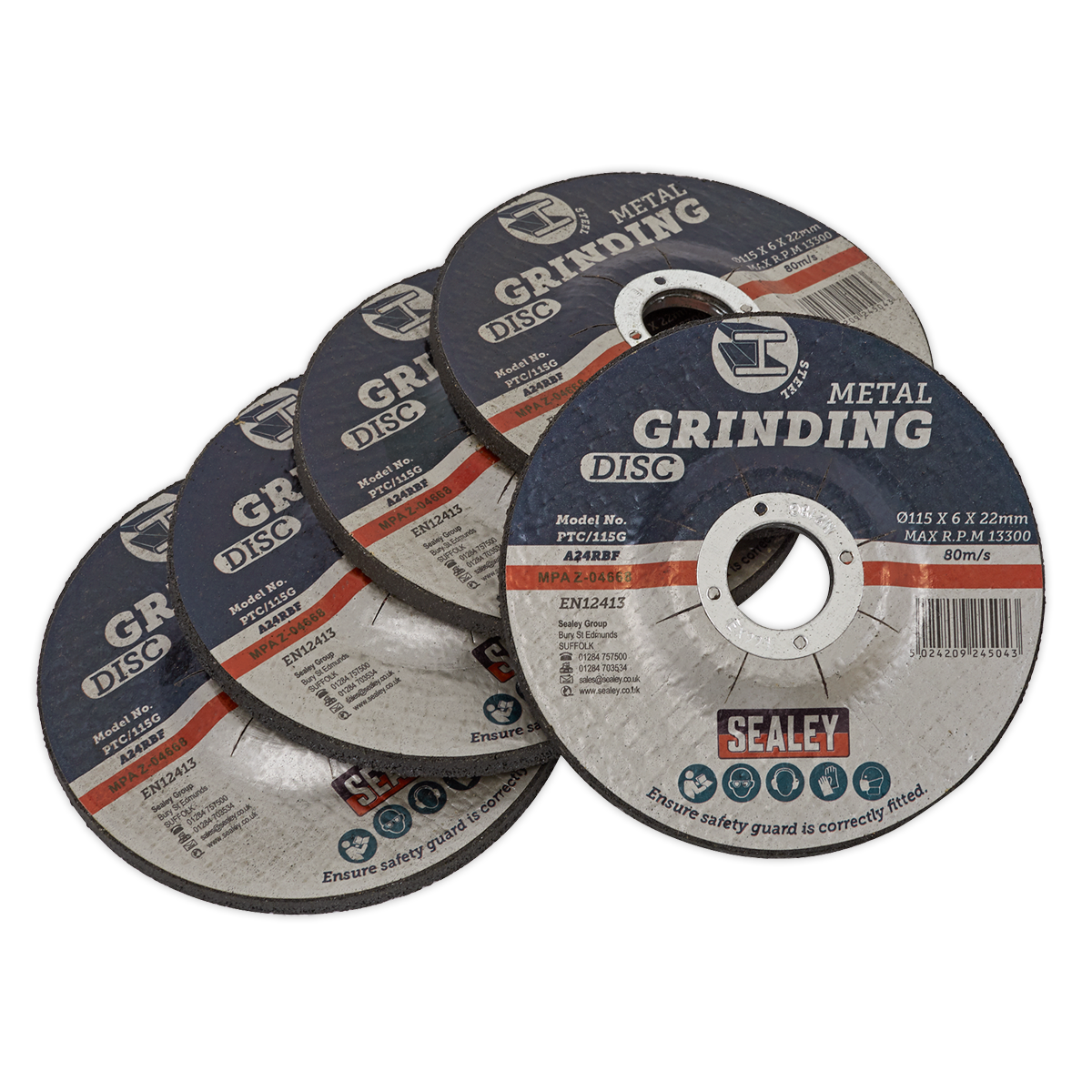 Grinding Disc Ø115 x 6mm Ø22mm Bore - Pack of 5