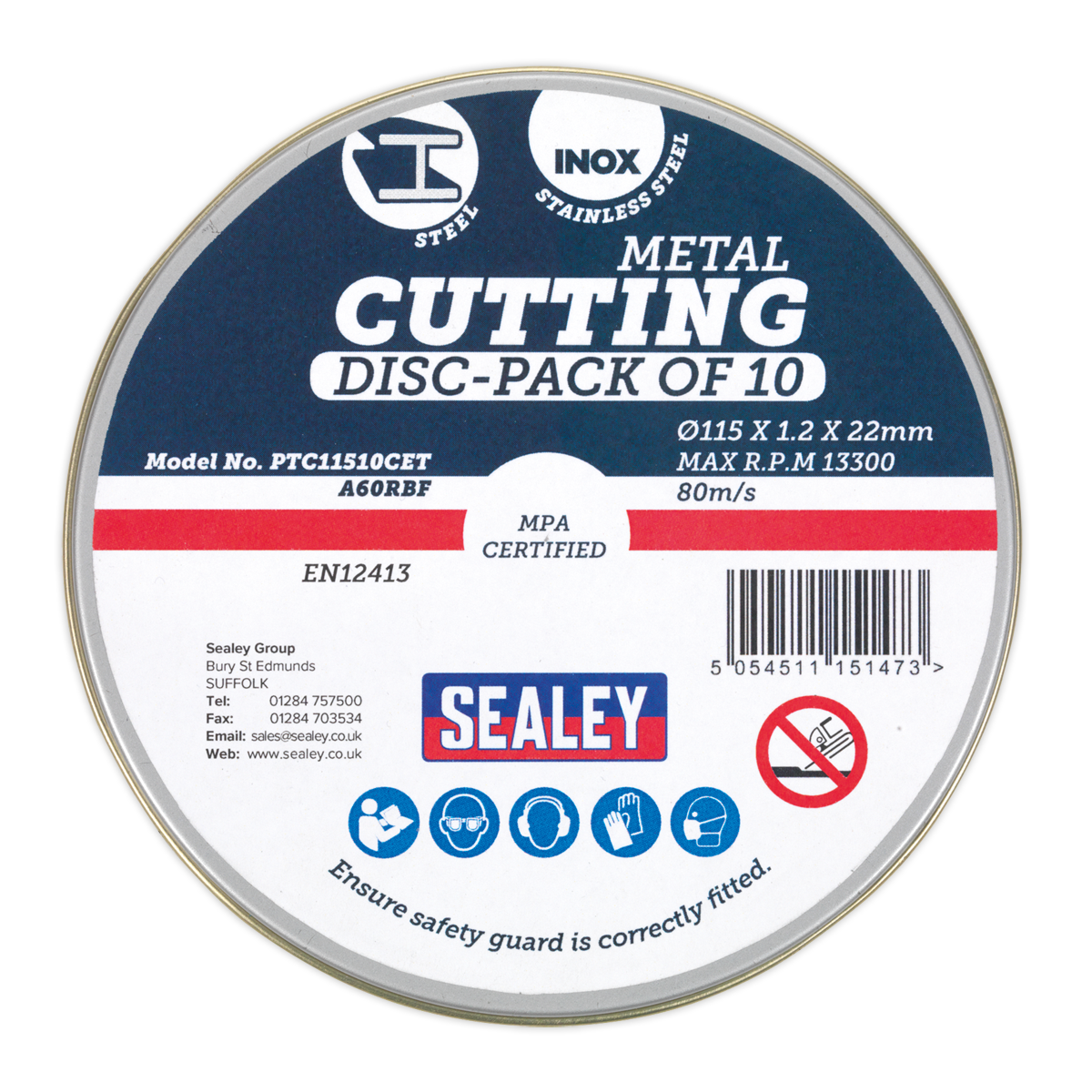 Cutting Disc Ø115 x 1.2mm Ø22mm Bore Pack of 10