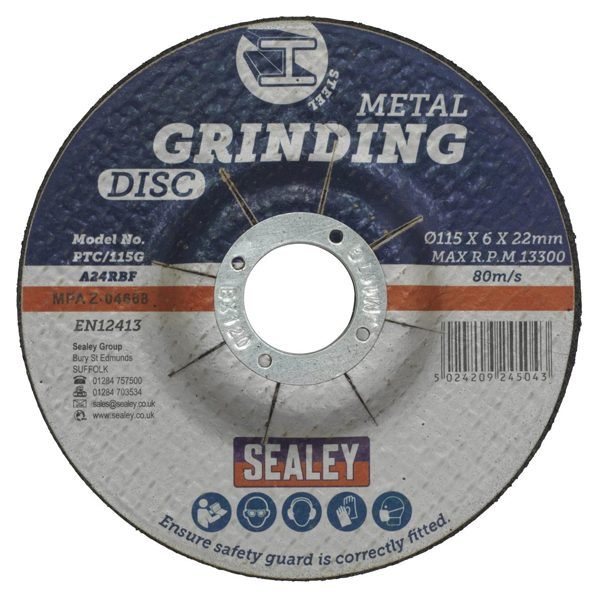 Grinding Disc Ø115 x 6mm Ø22mm Bore - Pack of 12