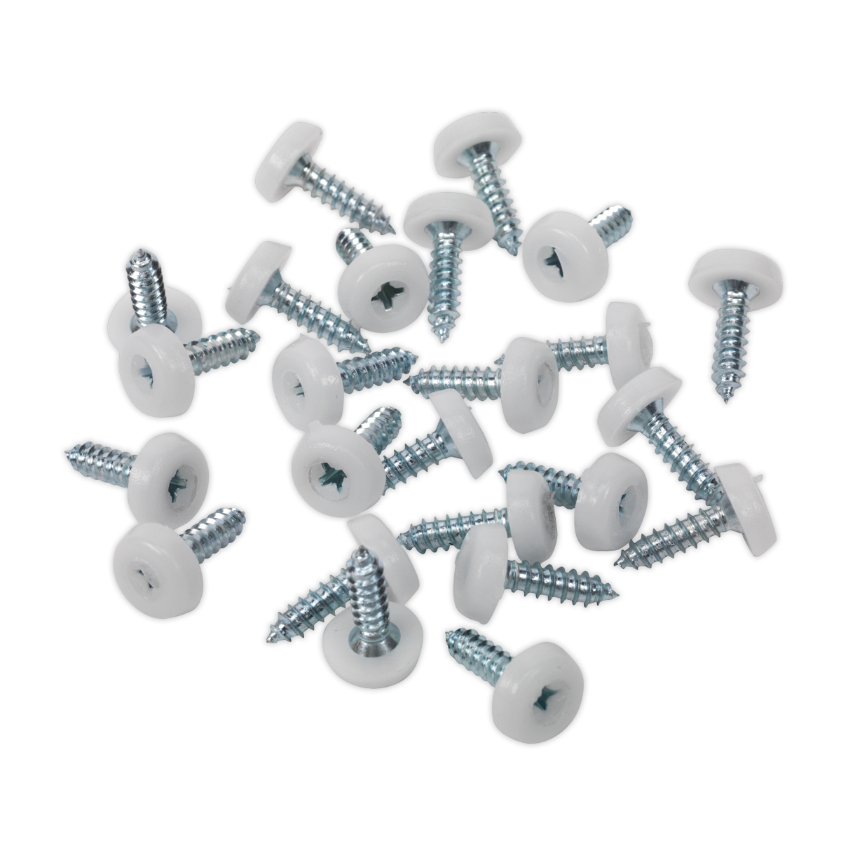 Numberplate Screw Plastic Enclosed Head 4.8 x 18mm White Pack of 50