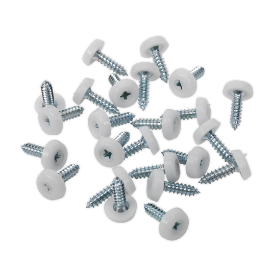 Numberplate Screw Plastic Enclosed Head 4.8 x 18mm White Pack of 50