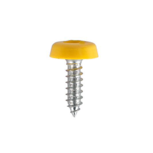 Numberplate Screw Plastic Enclosed Head 4.8 x 18mm Yellow Pack of 50