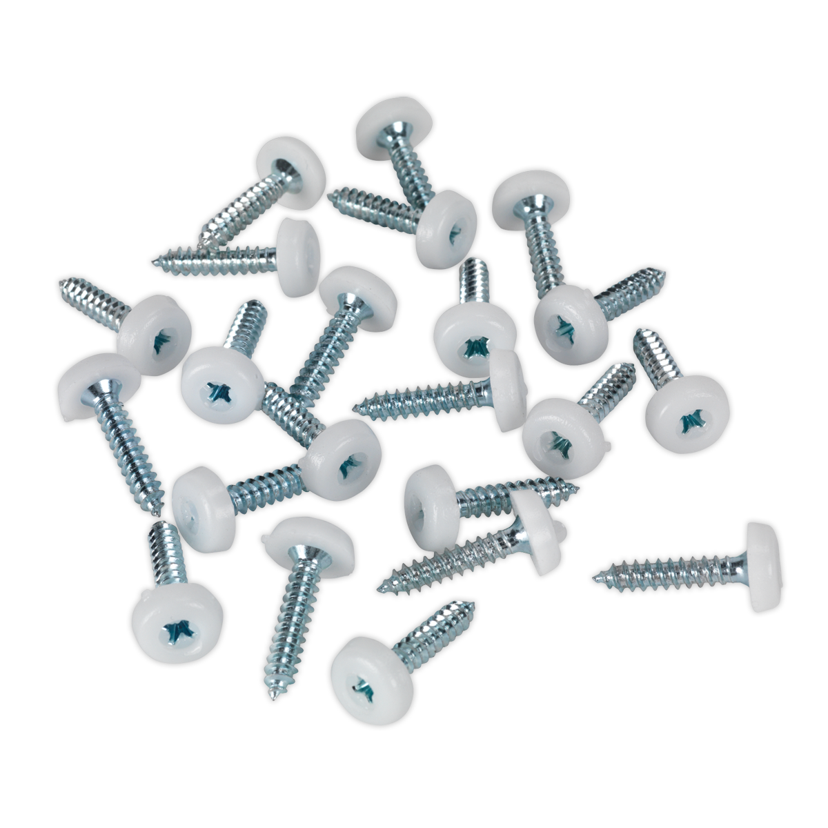 Numberplate Screw Plastic Enclosed Head 4.8 x 24mm White Pack of 50