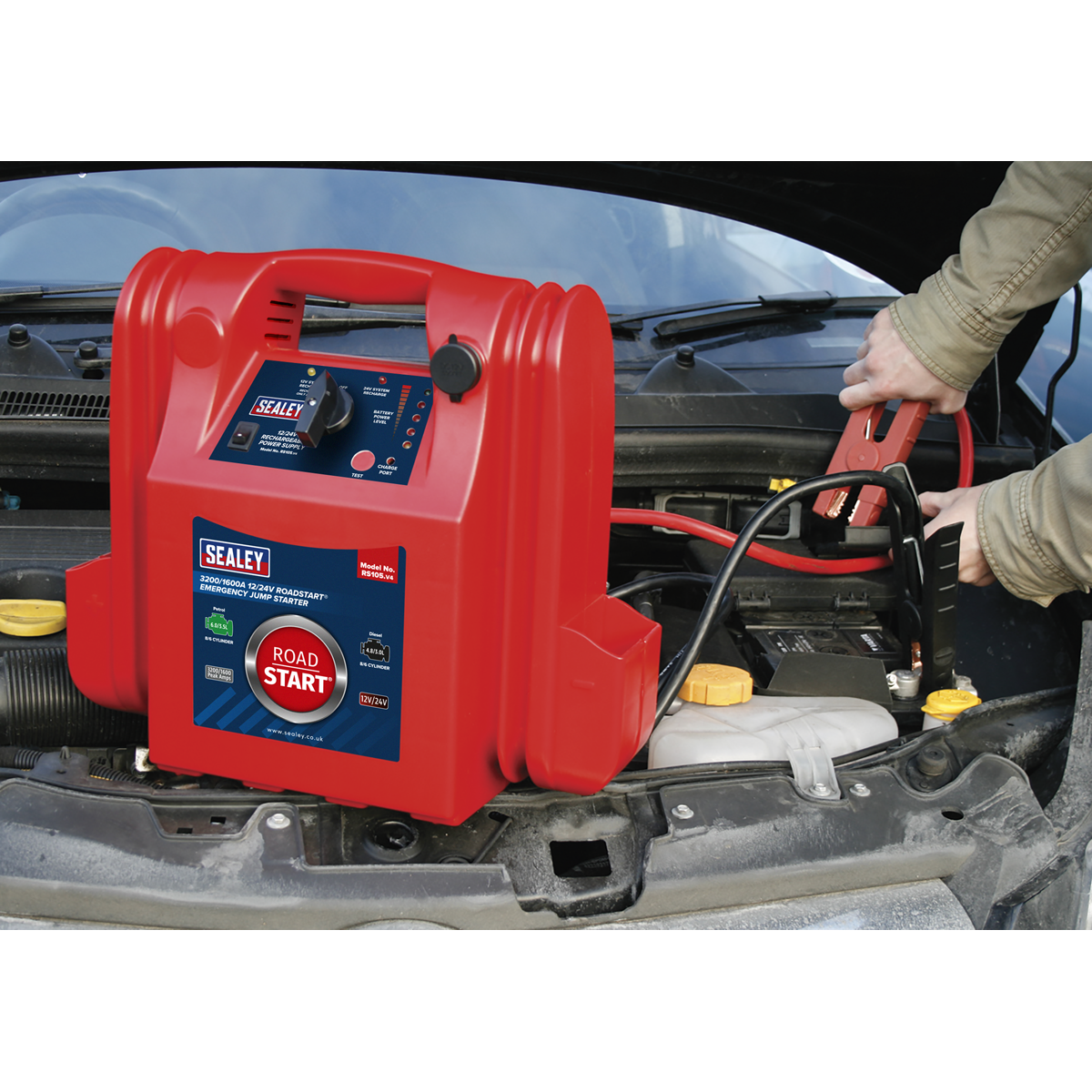 RoadStart® Emergency Jump Starter 12/24V 3200/1600 Peak Amps