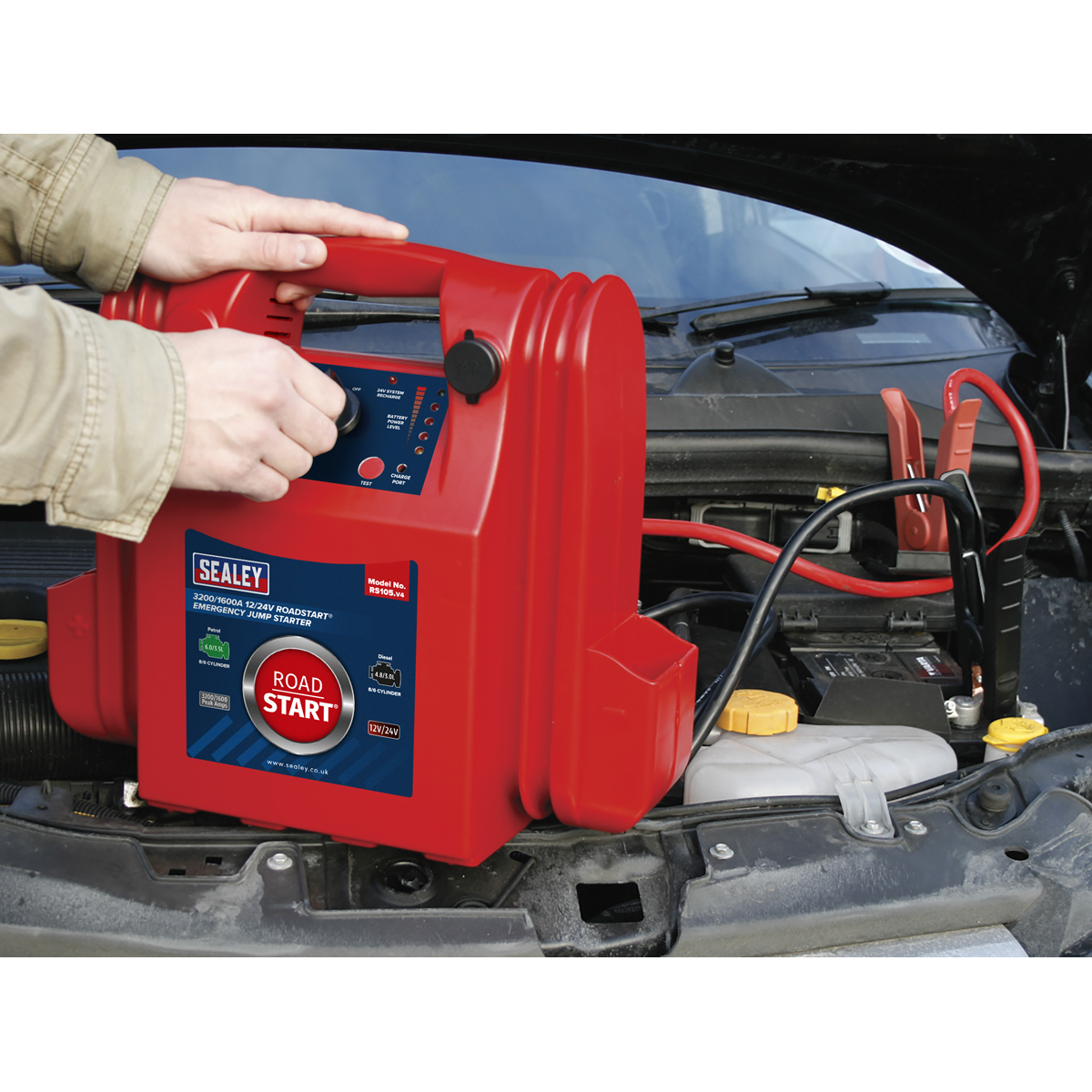 RoadStart® Emergency Jump Starter 12/24V 3200/1600 Peak Amps