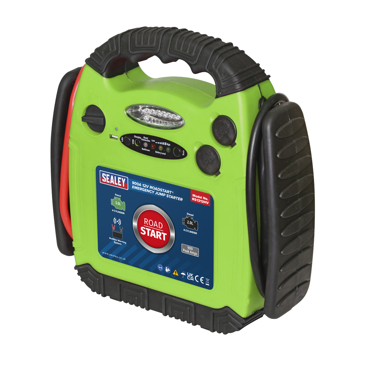 RoadStart® Emergency Jump Starter 12V 900 Peak Amps Hi-Vis Green