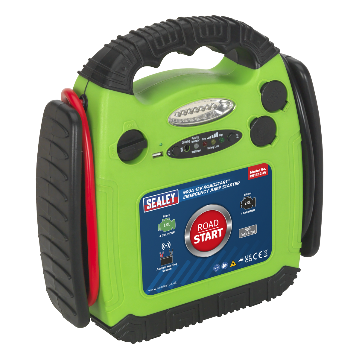 RoadStart® Emergency Jump Starter 12V 900 Peak Amps Hi-Vis Green