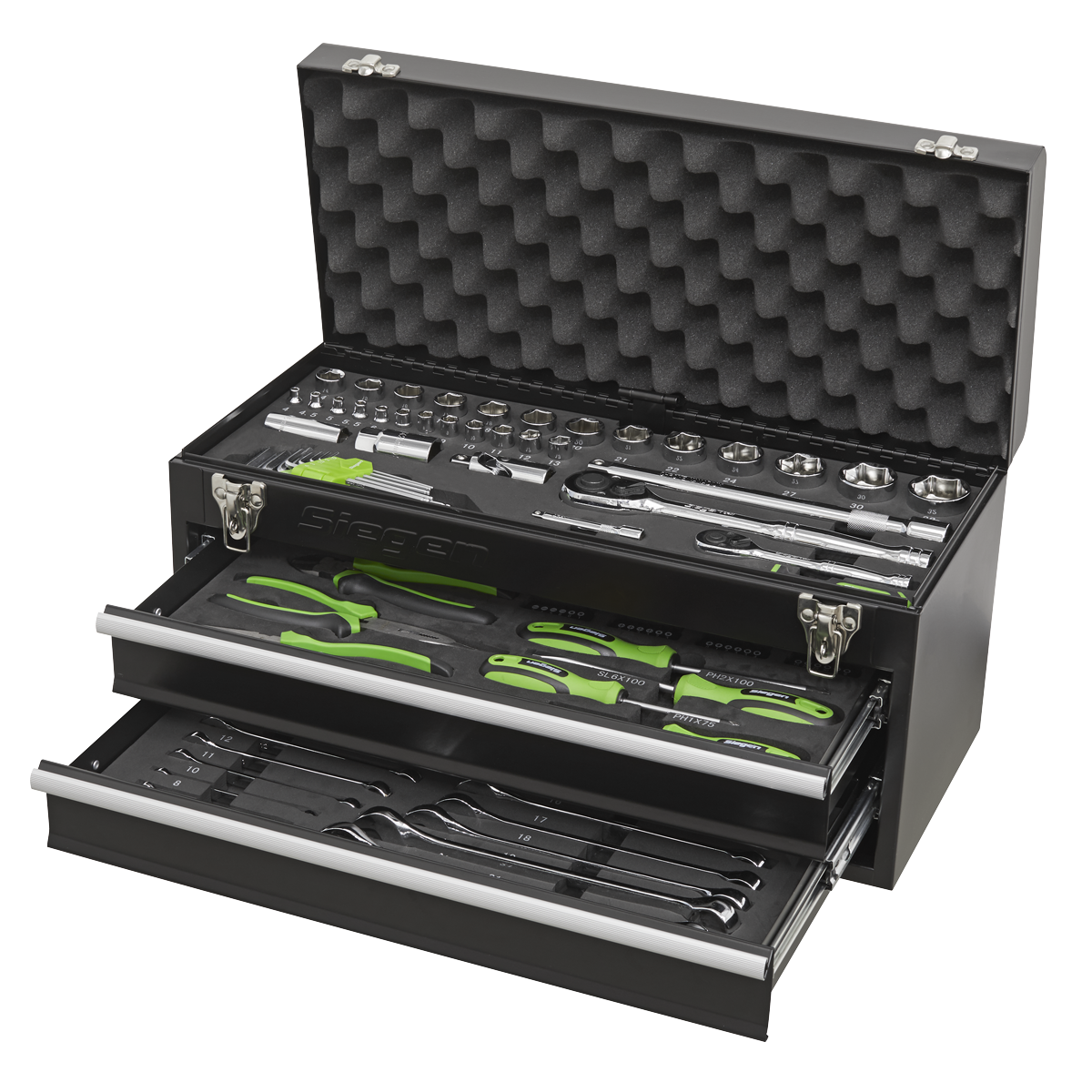 Portable Tool Chest 2 Drawer with 90pc Tool Kit