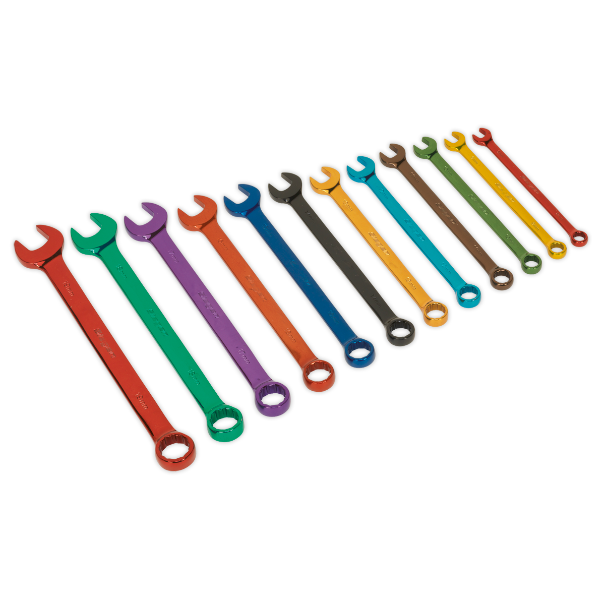 Combination Spanner Set 12pc Multi-Coloured Metric