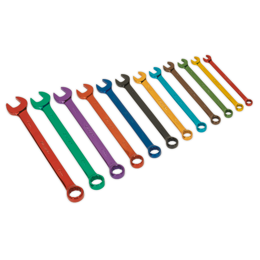 Combination Spanner Set 12pc Multi-Coloured Metric