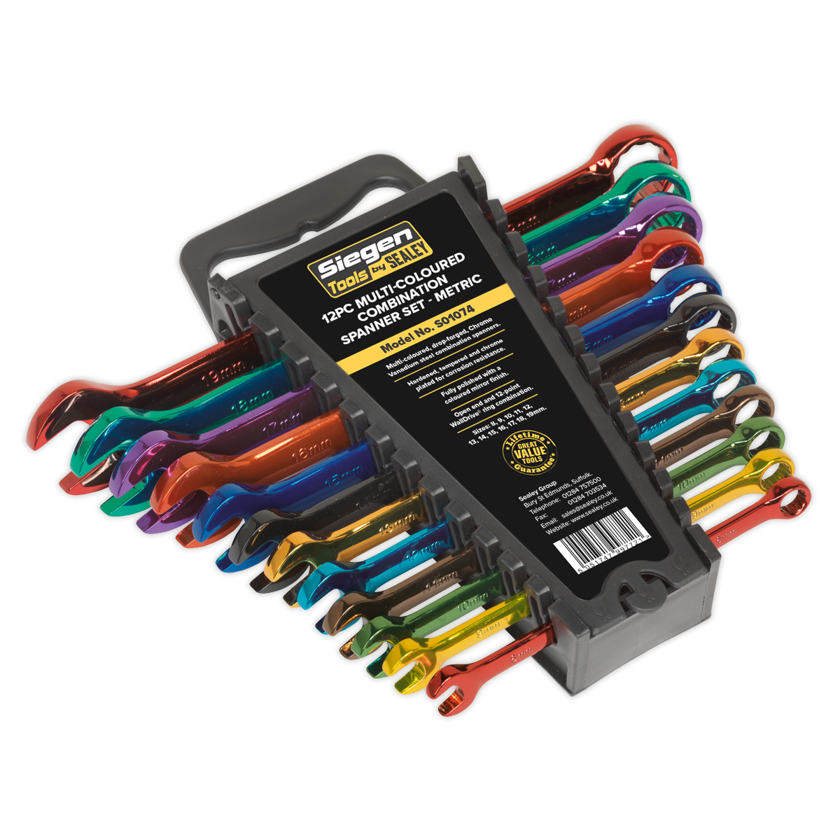 Combination Spanner Set 12pc Multi-Coloured Metric