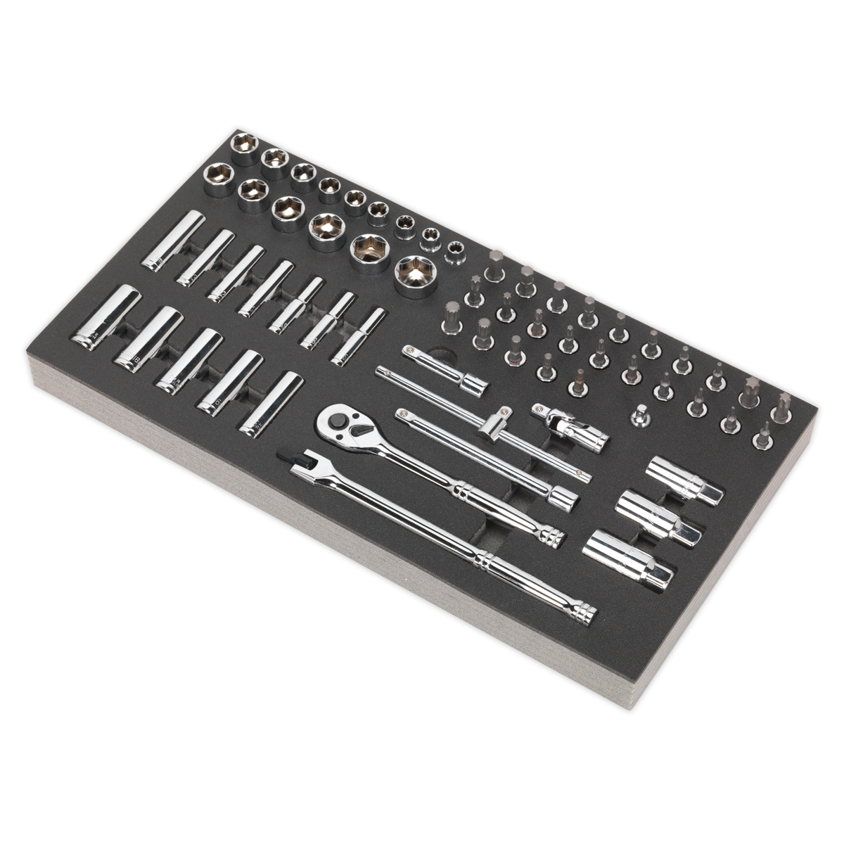 Tool Tray with Socket Set 62pc 3/8"Sq Drive Metric