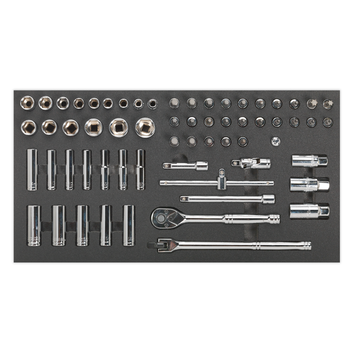 Tool Tray with Socket Set 62pc 3/8"Sq Drive Metric