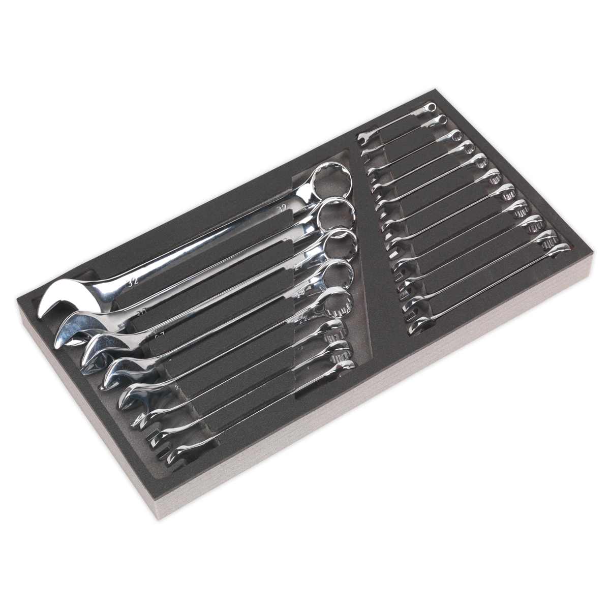 Tool Tray with Combination Spanner Set 19pc - Metric