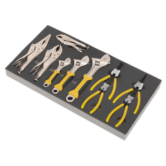 Tool Tray with Adjustable Wrench & Pliers Set 10pc