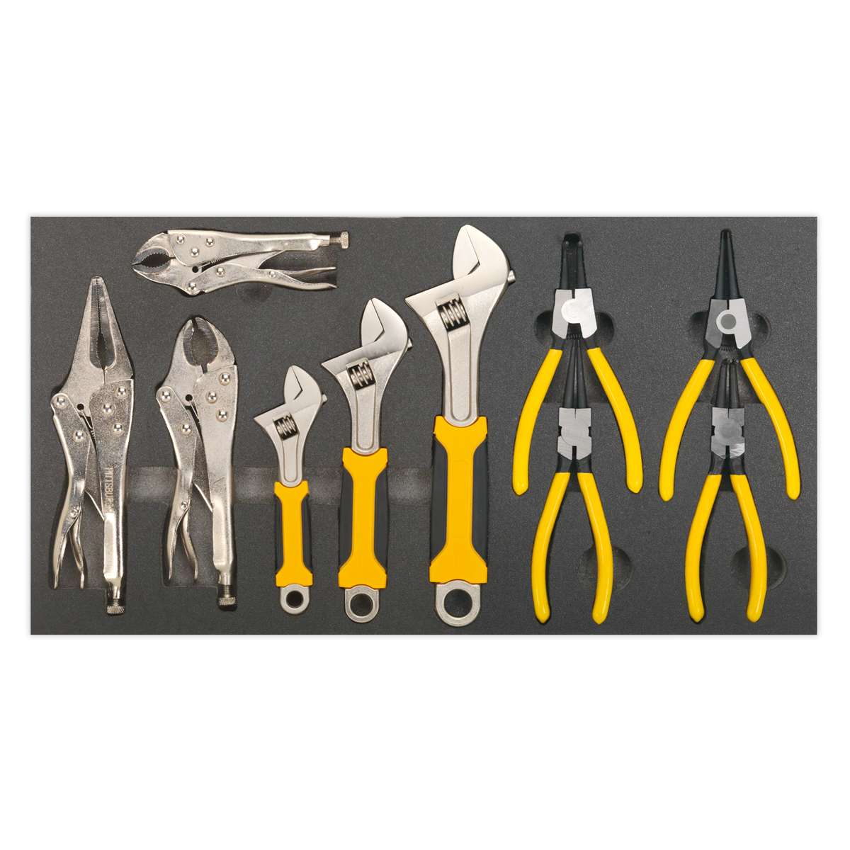 Tool Tray with Adjustable Wrench & Pliers Set 10pc