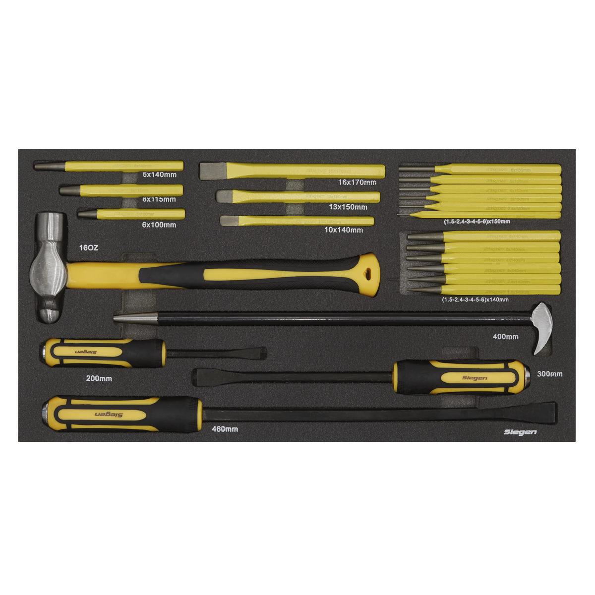 Tool Tray with Pry Bar, Hammer & Punch Set 23pc