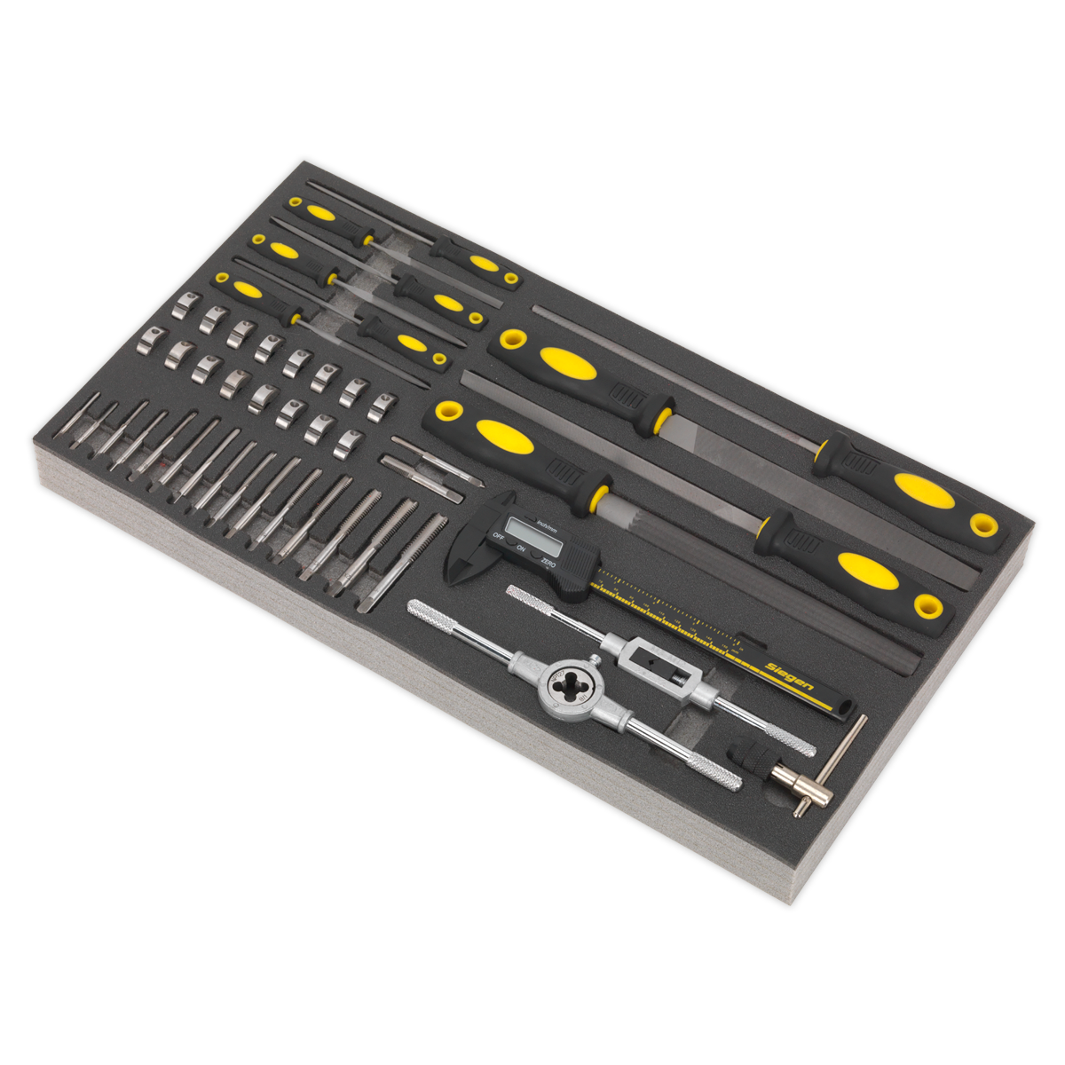 Tool Tray with Tap & Die, File & Caliper Set 48pc