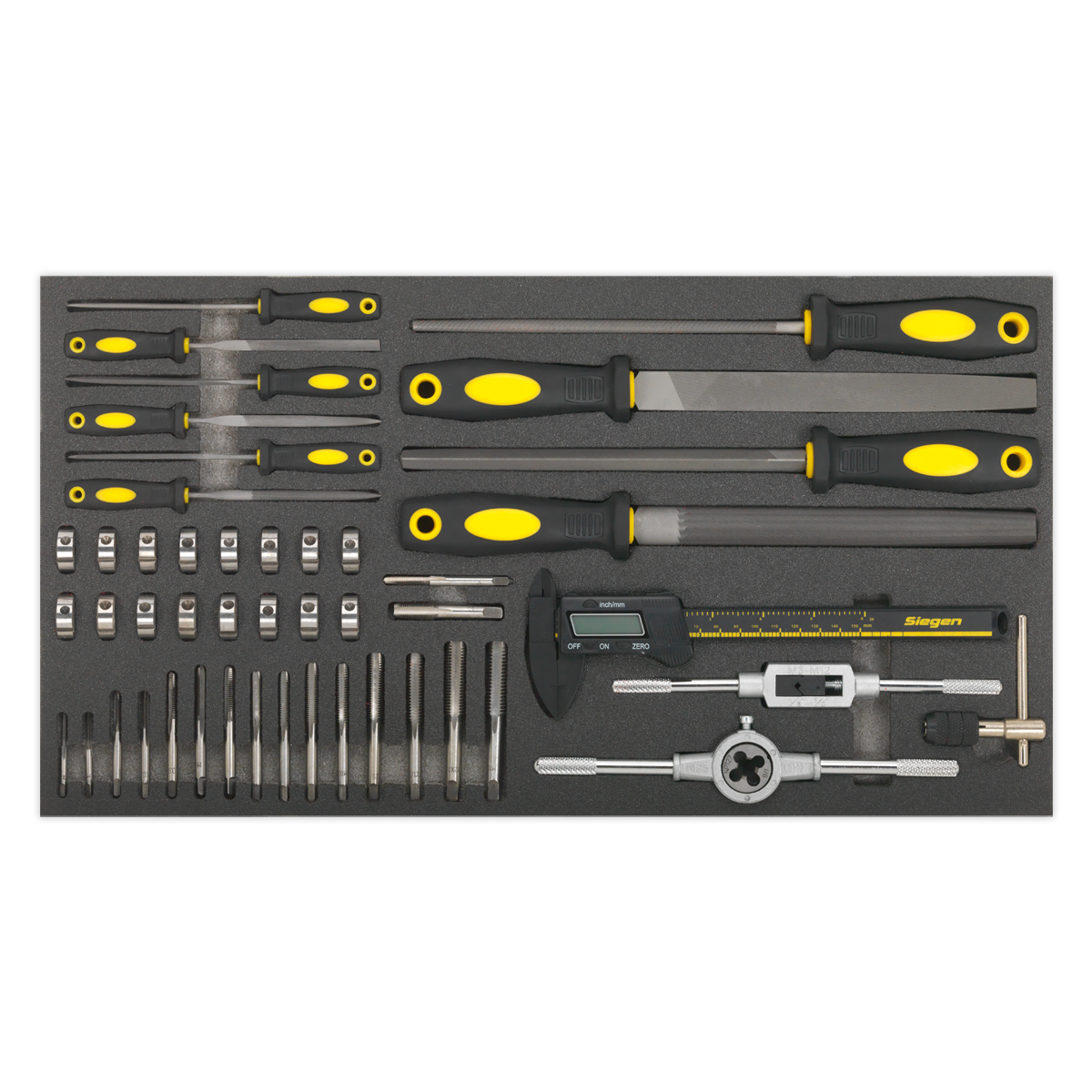 Tool Tray with Tap & Die, File & Caliper Set 48pc