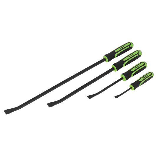 Angled Pry Bar Set with Hammer Cap Heavy-Duty 4pc