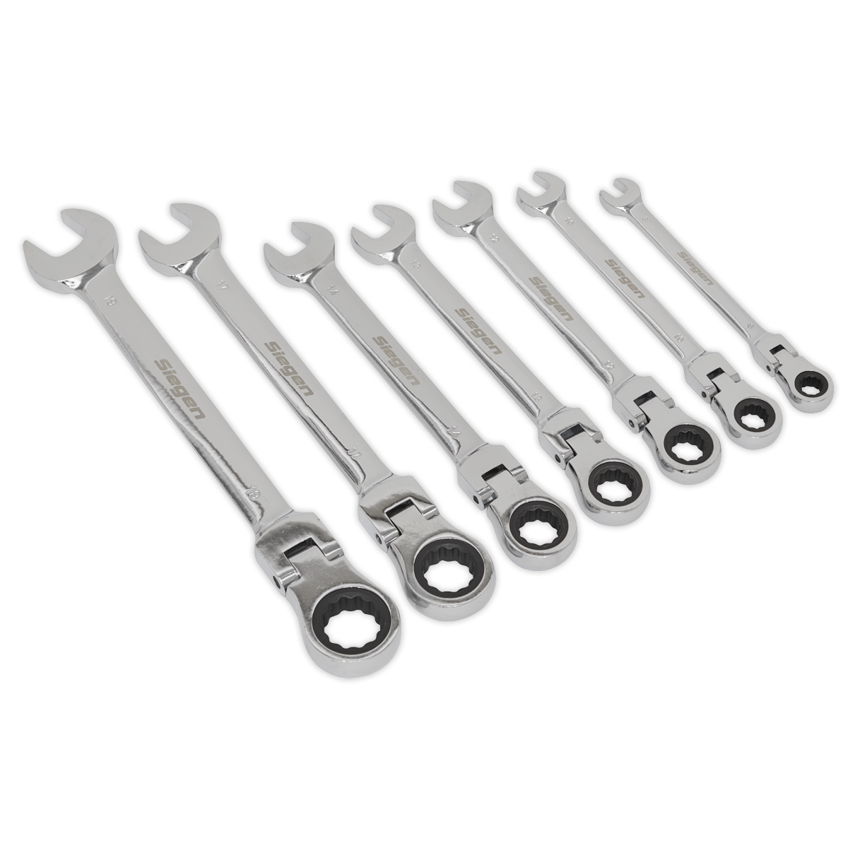 Flexible Head Ratchet Combination Spanner Set 7pc Metric