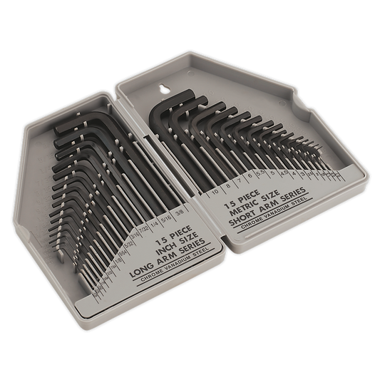 Hex Key Set 30pc Long/Short-Arm - Metric/Imperial