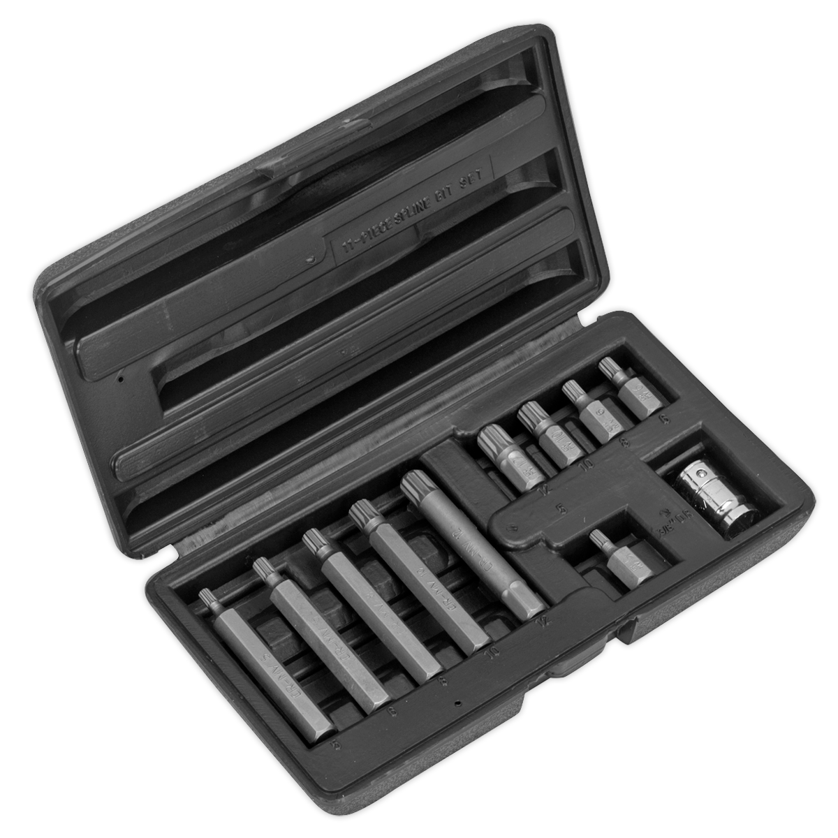 Spline Bit & Holder Set 11pc - 3/8"Sq Drive