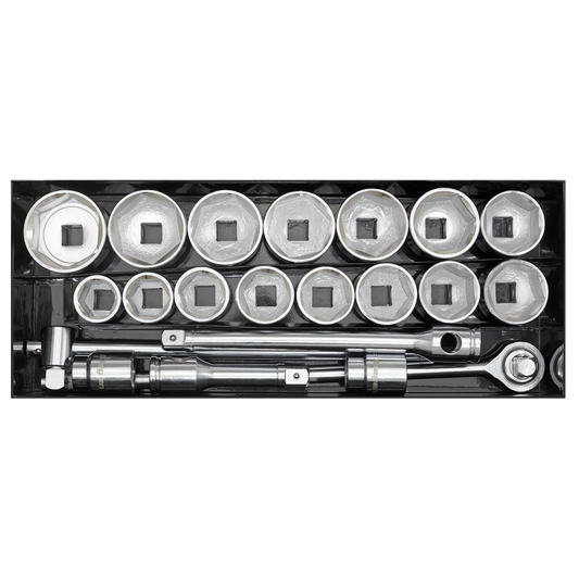 Socket Set 21pc 1"Sq Drive 6pt WallDrive® Metric