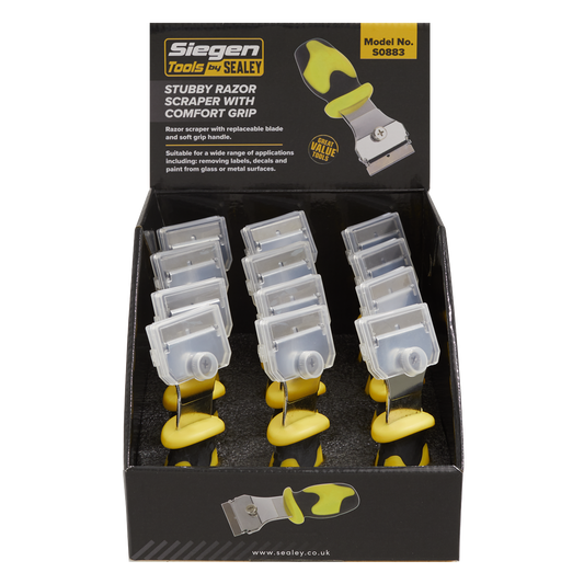 Razor Scraper with Comfort Grip Stubby Display Box of 12